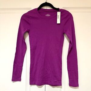 J. Crew Women’s Long Sleeve Tee in Vibrant Purple NWT 💯% Cotton